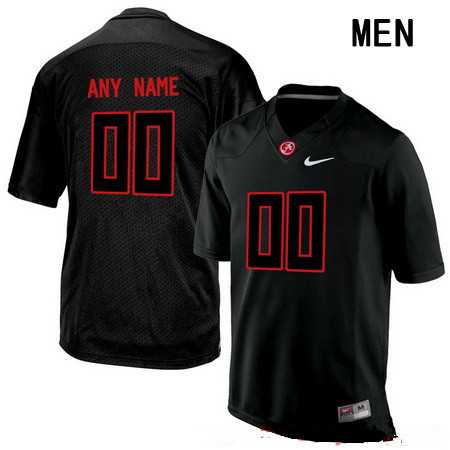 Men%27s Alabama Crimson Tide Customized College Football Nike Limited Jersey - Lights Black Out